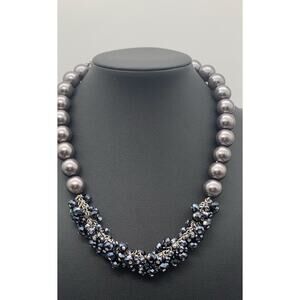 Kenneth Cole New York Blue Crystal & Silver Tone Faux Pearl Choker Necklace